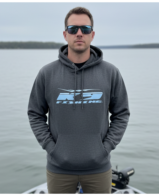 Premium K9 Fishing Pullover Hoodie - Charcoal Heather - Athletic Fit