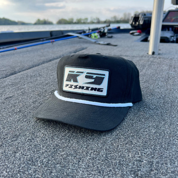 K9 Fishing Black Rope Hat w/ Cream Patch