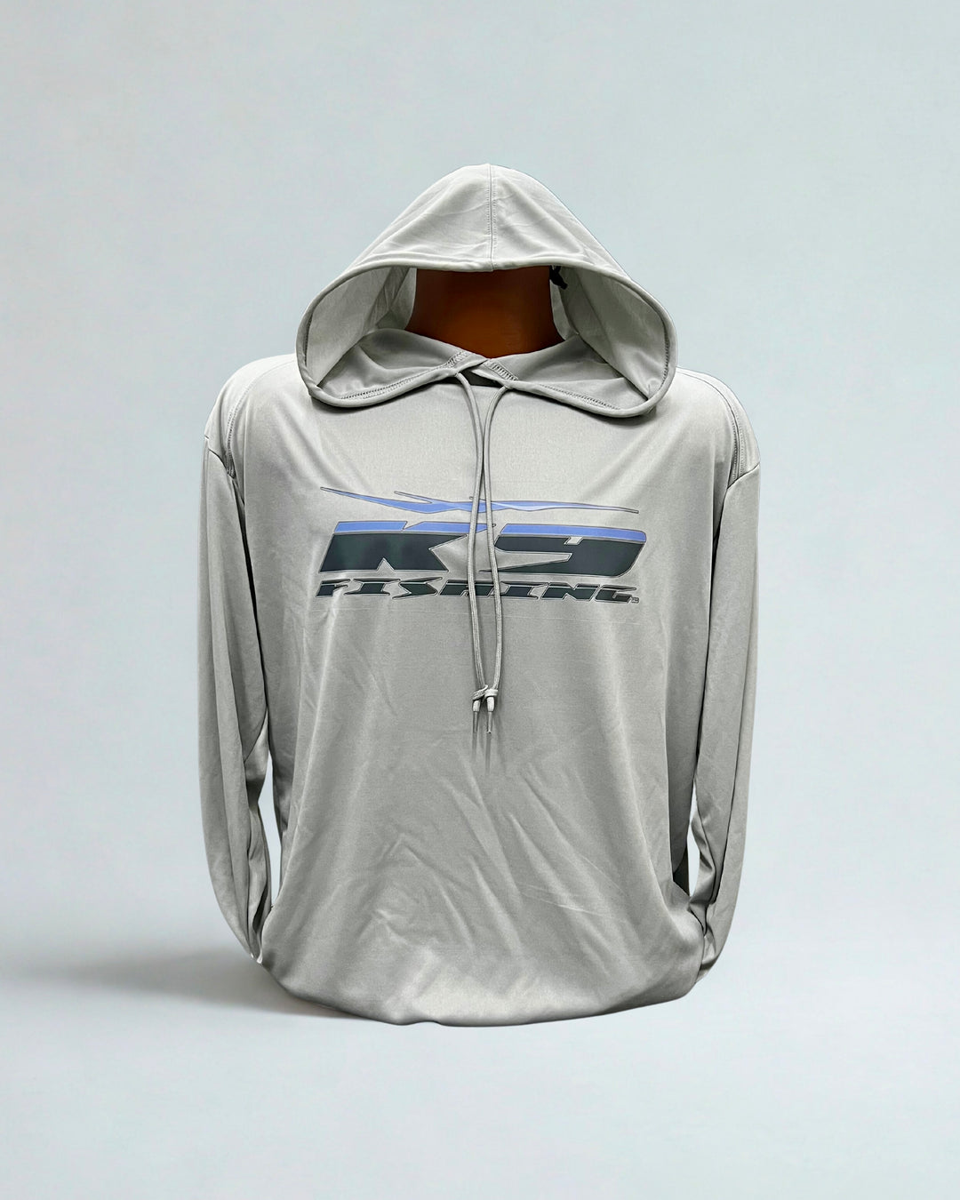 K9 Fishing silver long sleeve hooded UV sun shirt with K9 Fishing logo