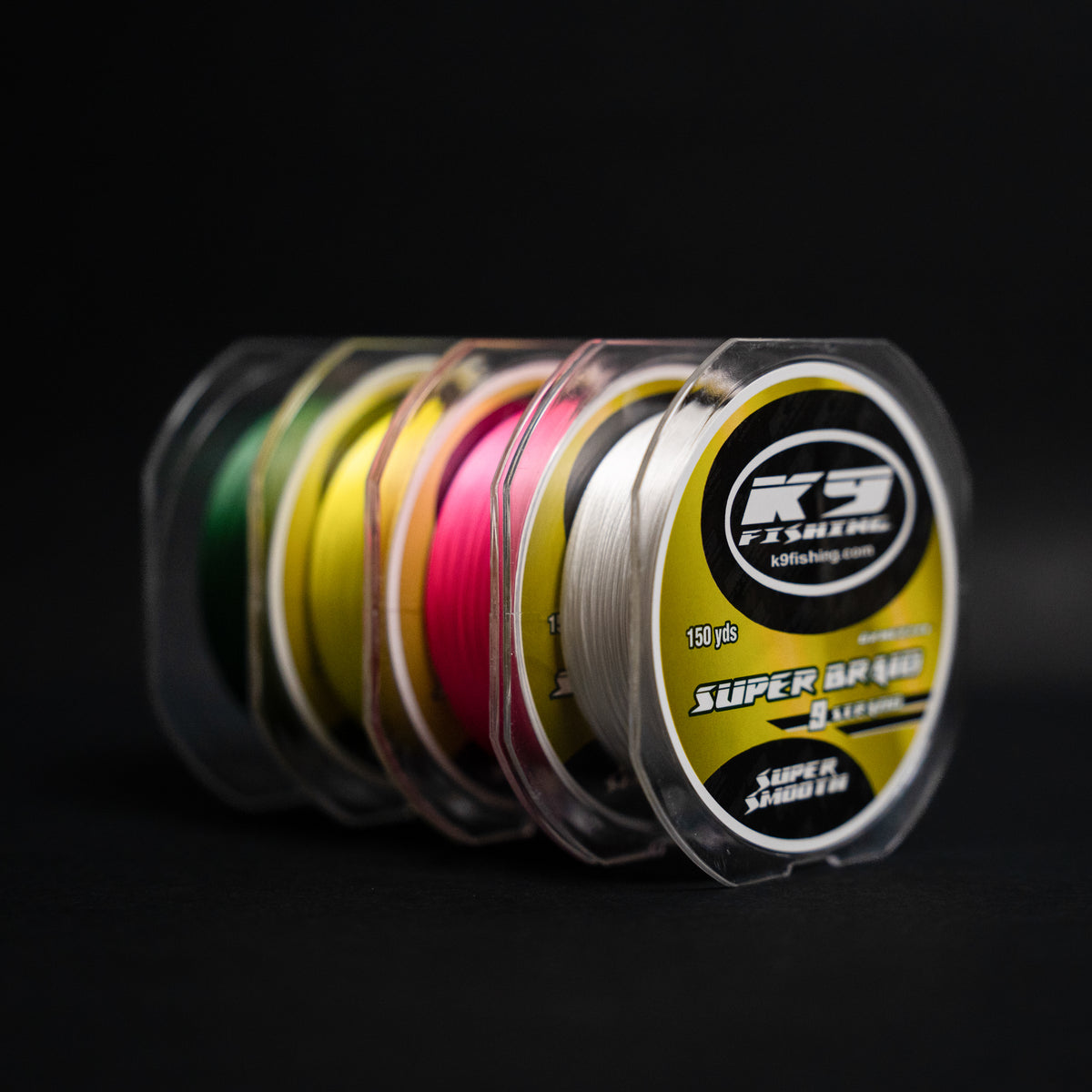 K9 9-Strand SuperBraid, Premium Round Braid, 15 LB, 150 Yard, Yellow — All-Around & Forward-Facing Sonar