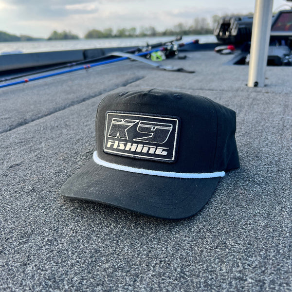 K9 Fishing Black Rope Hat w/ Black Patch